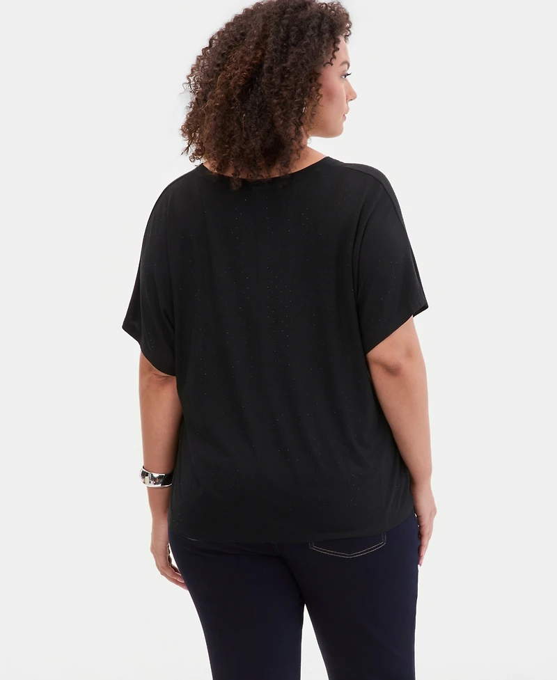 I.n.c. International Concepts Plus Embellished Scoop-Neck T-Shirt, Macy's Exclusive