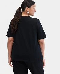 I.n.c. International Concepts Plus Mixed-Media T-Shirt, Macy's Exclusive