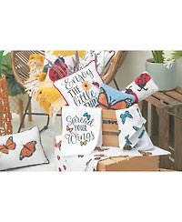 8" x 8" Monarch Butterfly Hooked Small Petite Throw Pillow