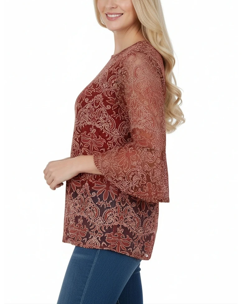 Women's Bell Sleeve Blouse and Solid Camisole