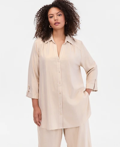 I.n.c. International Concepts Plus Metallic 3/4-Sleeve Blouse, Macy's Exclusive