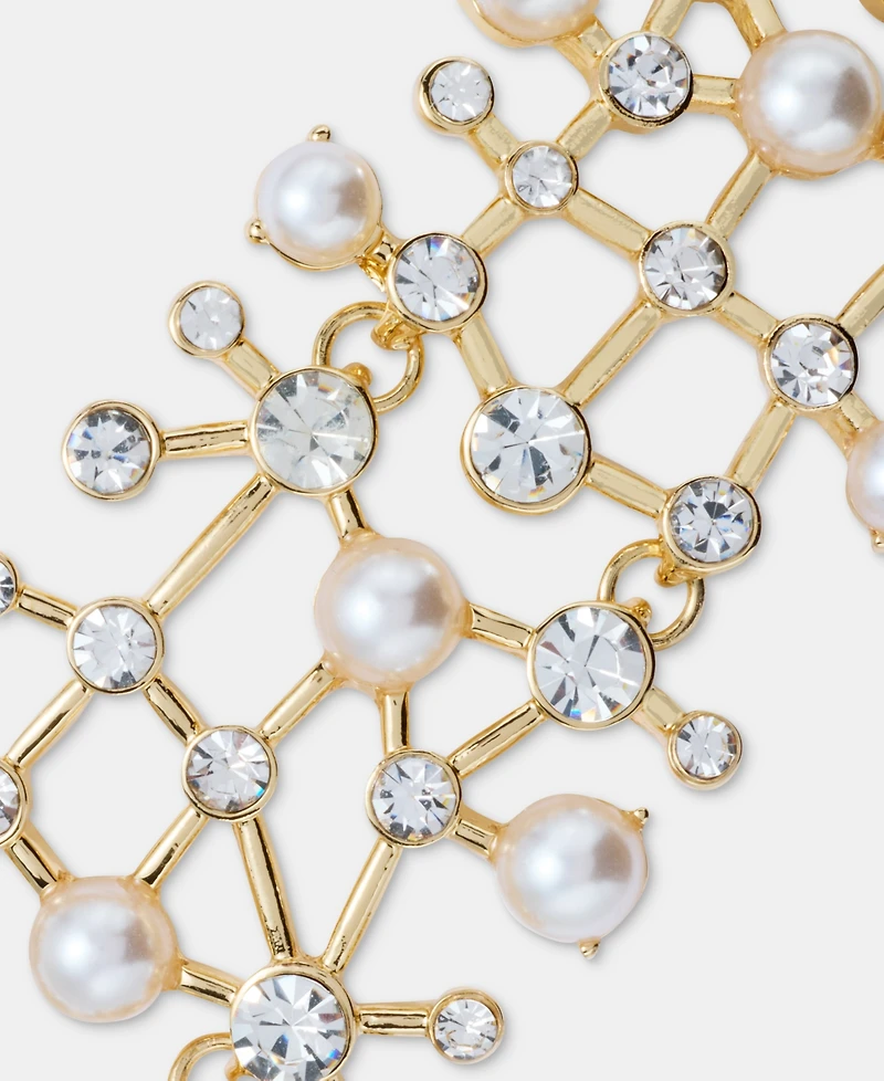 Anne Klein Crystal & Imitation Pearl Cluster Flex Bracelet