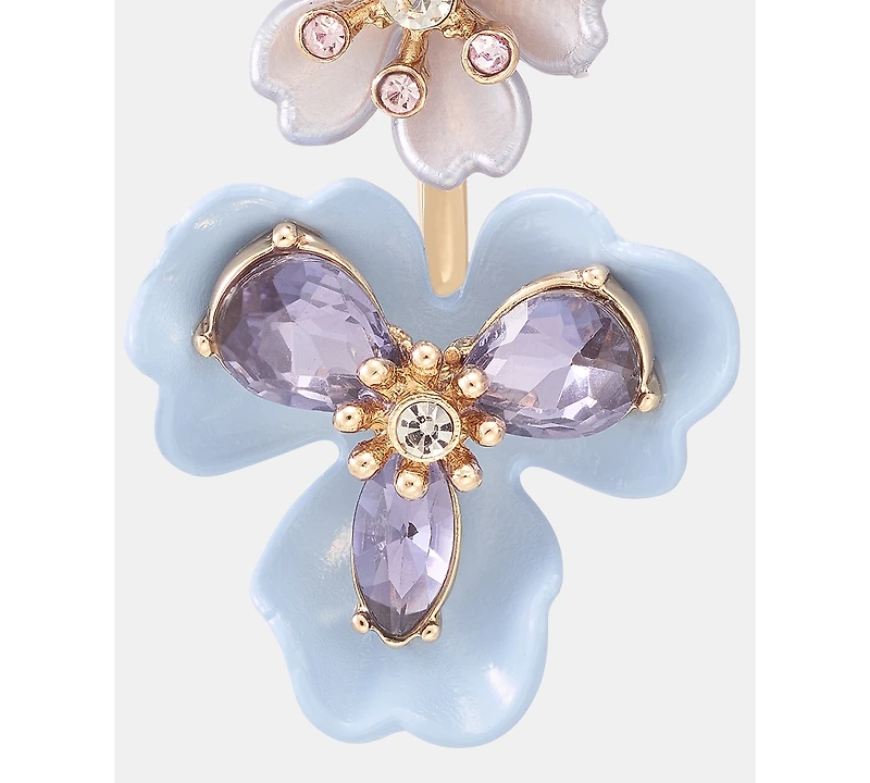 Anne Klein Crystal Flower Linear Drop Earrings