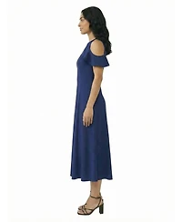 24seven Comfort Apparel Petite Ruffle Sleeve Maxi Dress
