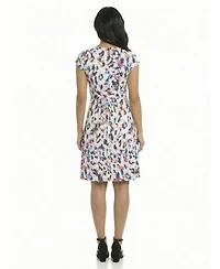 24seven Comfort Apparel Petite Animal Cap Sleeve Knee Length Dress