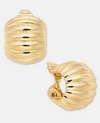 Anne Klein Small Domed Fluted Clip-On Hoop Earrings, 0.7"