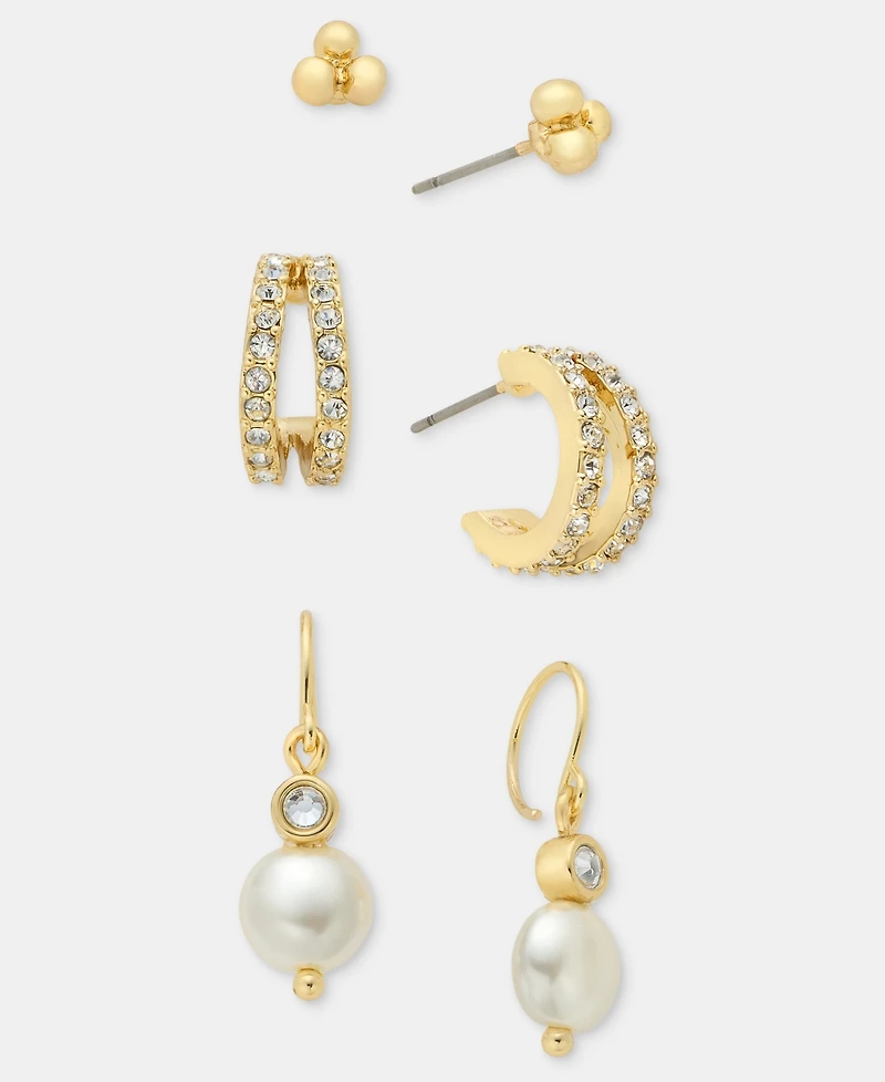 Anne Klein 3-Pc. Set Stud, Hoop & Drop Earrings