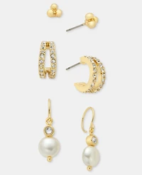 Anne Klein 3-Pc. Set Stud, Hoop & Drop Earrings