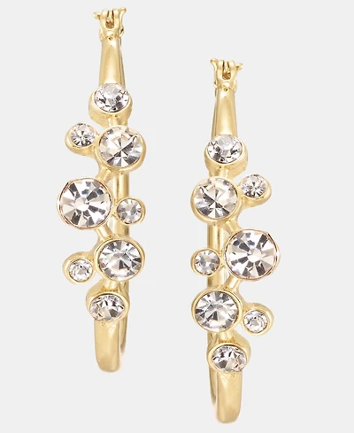Anne Klein Medium Crystal Cluster Hoop Earrings, 1.55"