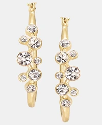 Anne Klein Medium Crystal Cluster Hoop Earrings, 1.55"