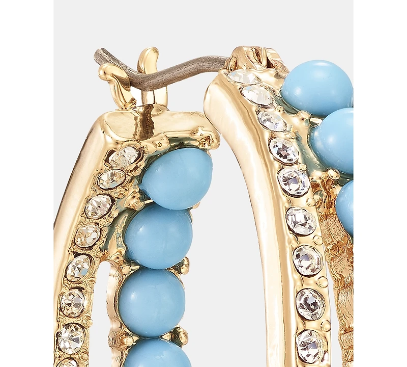 Karl Lagerfeld Paris Gold-Tone Turquoise Split Stone Hoop Earrings