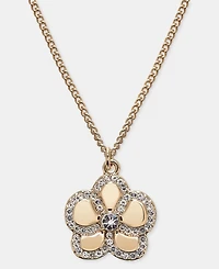 Karl Lagerfeld Paris Gold-Tone Pave Orchid Pendant Necklace