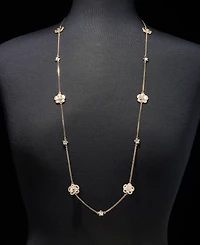 Karl Lagerfeld Paris Gold-Tone 36" Pave Orchid Strandage Necklace