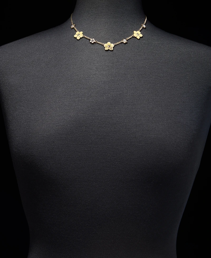 Karl Lagerfeld Paris Gold-Tone Yellow Flower Frontal Necklace