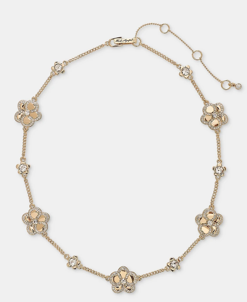 Karl Lagerfeld Paris Gold-Tone Pave Orchid Collar Necklace