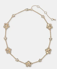 Karl Lagerfeld Paris Gold-Tone Pave Orchid Collar Necklace