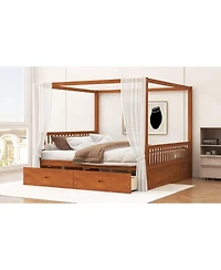 Streamdale Furniture Wooden Canopy Bed with Storage Drawers