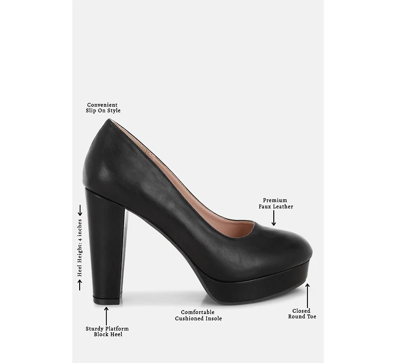 Damsor Leather Block Heel Pumps