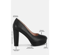Damsor Leather Block Heel Pumps