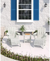 gaomon Folding Adirondack Chair with Ottoman, Hdpe Outdoor Patio Chair with Cup Holder