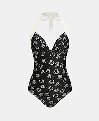 Cupshe Women's Halter Tie Hook & Eye Closure One-Piece Swimsuit