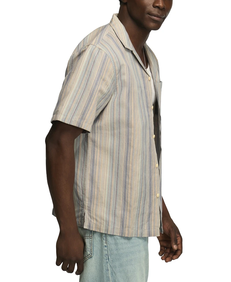 Lucky Brand Men's Short-Sleeve Linen Camp-Collar Shirt