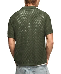 Lucky Brand Men's Granny Square Button-Down Sweater