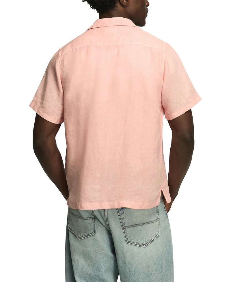 Lucky Brand Men's Short-Sleeve Linen Camp-Collar Shirt