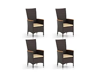 Outdoor Wicker Dining Chairs Set of 4 with High Back Support