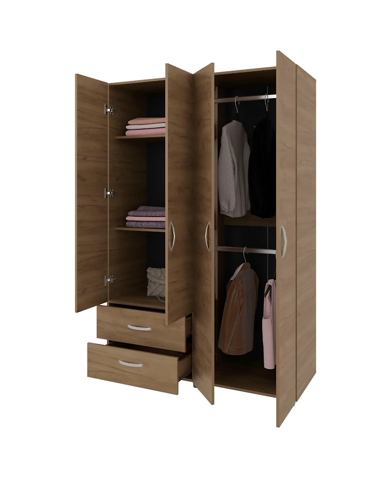 Fm Furniture Fifty Modern 2-Door Wardrobe with Shelves and Drawers