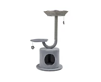 Aostirmotor 42" Cat Tower with Curved Metal Frame, Sturdy Indoor Activity Tree for Large & Small Cats