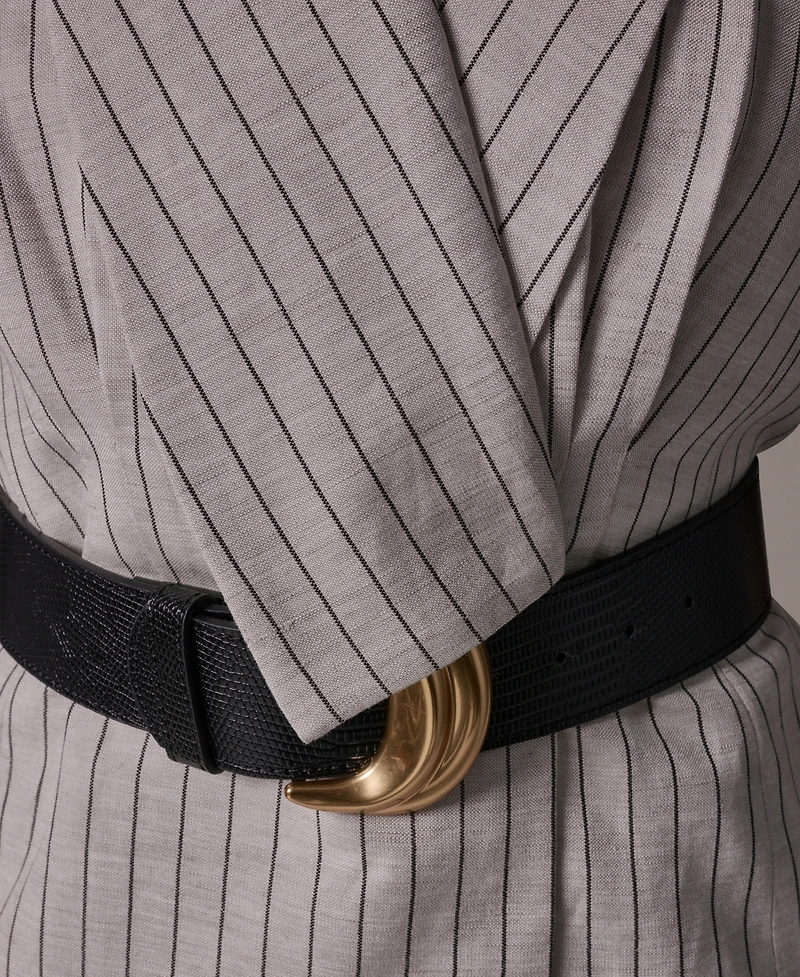 Donna Karan New York Women's Sleeveless Pinstripe Belted Vest