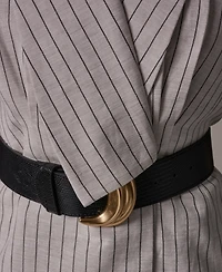 Donna Karan New York Women's Sleeveless Pinstripe Belted Vest