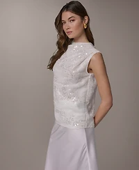 Donna Karan New York Women's Sequin Gathered Shoulder Blouse