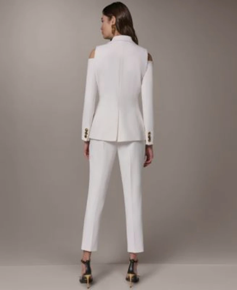 Donna Karan New York Womens Cold Shoulder Blazer Side Zip Pants