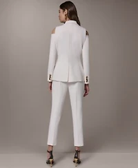 Donna Karan New York Womens Cold Shoulder Blazer Side Zip Pants