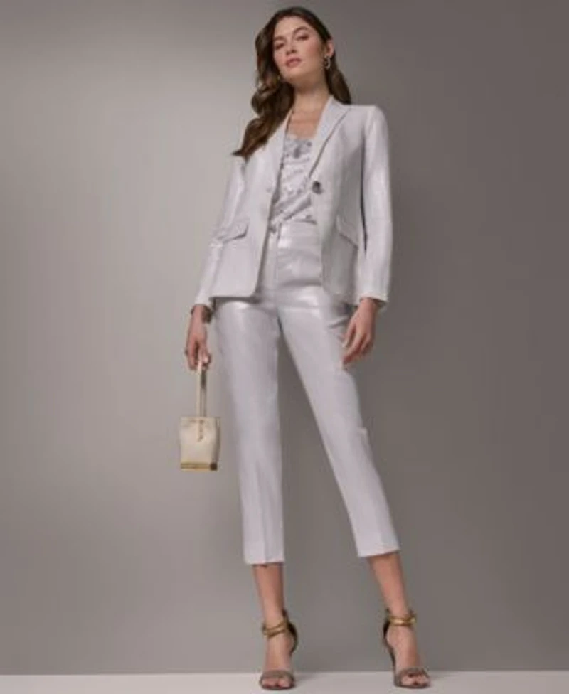 Donna Karan New York Womens One Button Peak Lapel Blazer Straight Leg Mid Rise Pants