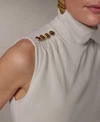 Donna Karan New York Women's Sleeveless Button Shoulder Top