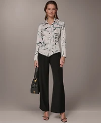 Donna Karan New York Women's Printed Pointed Hem Blouse