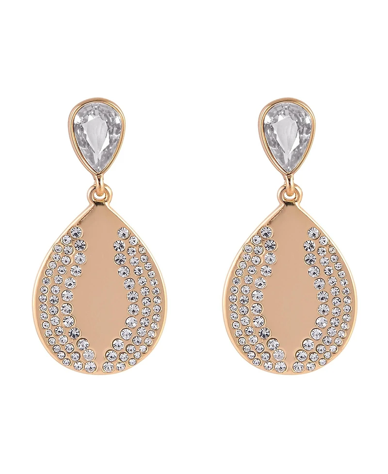 Laundry by Shelli Segal Gold Tone Teardrop Earrings with Crystal Stone Accents