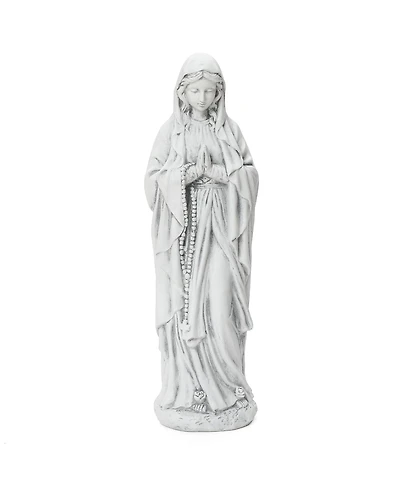 LuxenHome 29.3" Praying Mary Statue with Rosary Beads, White Outdoor Religious Decor