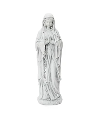 LuxenHome 29.3" Praying Mary Statue with Rosary Beads, White Outdoor Religious Decor