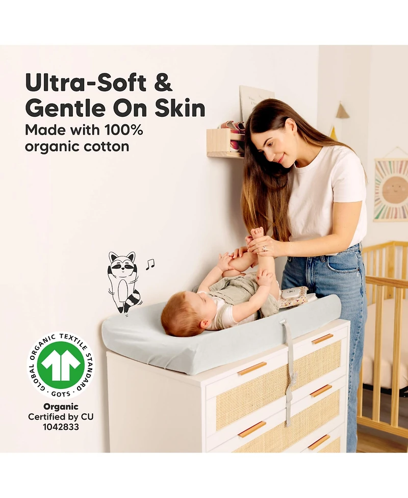 KeaBabies 2-Pack Soothe Waterproof Changing Pad Covers for Boy, Girl, 32x16 Soft Cotton Baby Table Cover