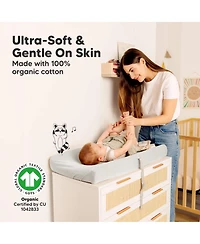 KeaBabies 2-Pack Soothe Waterproof Changing Pad Covers for Boy, Girl, 32x16 Soft Cotton Baby Table Cover