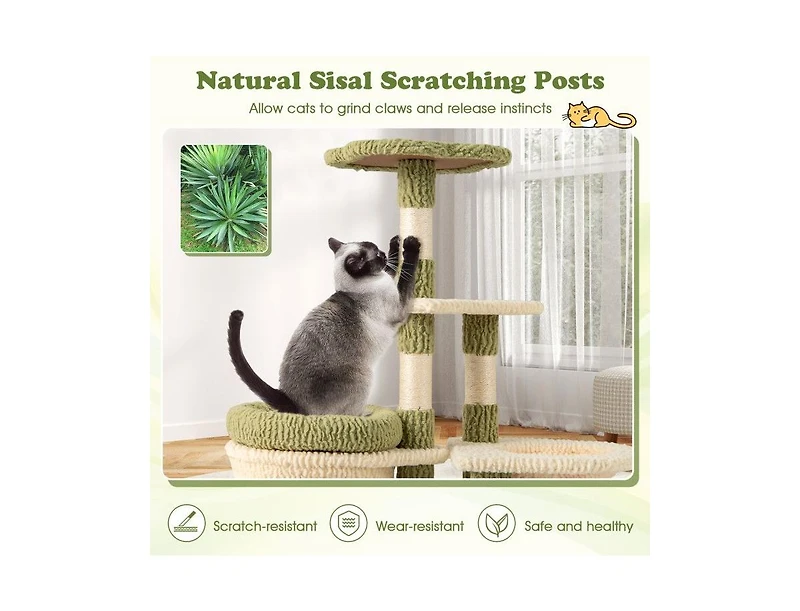 Aostirmotor 38" Multi-Level Kitten Tower with Cozy Condo & Bed, Aesthetic Indoor Cat Furniture