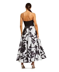 Mac Duggal Women's Crepe Printed Strapless Midi Dress With Bow