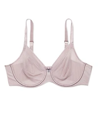 Curvy Couture Women's Sheer Mesh Full Coverage Unlined Underwire Bra
