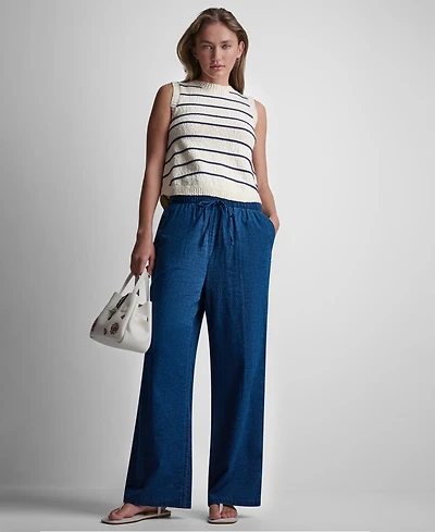 Dkny Jeans Women's Sleeveless Crew Neck Striped Sweater