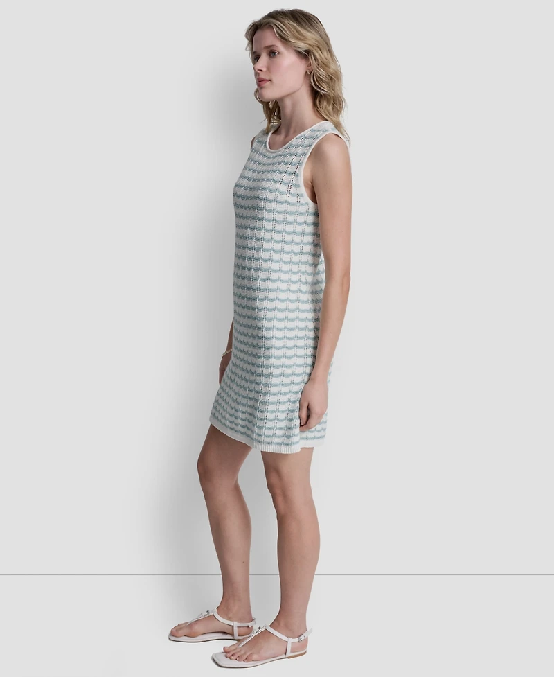 Dkny Jeans Women's Sleeveless Crew Neck Pointelle Dress