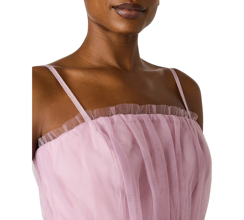 Steve Madden Juniors' Tiered Tulle Square Neck Gown